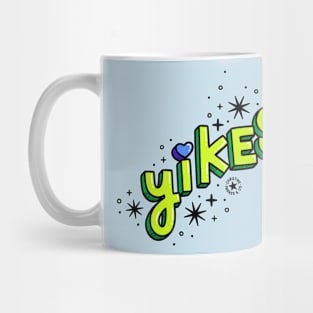 Yikes 3D Cartoon Lettering in Neon Green Mug